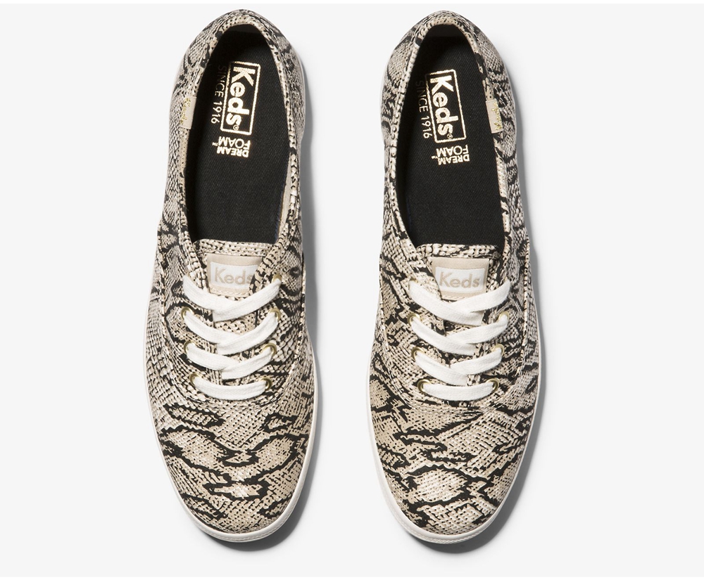 Womens Keds Sneakers - Champion Animal - White/Black - 5041-CMZNF